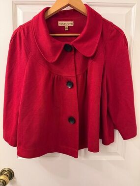Notations Red Swing Coat with Rounded Collar